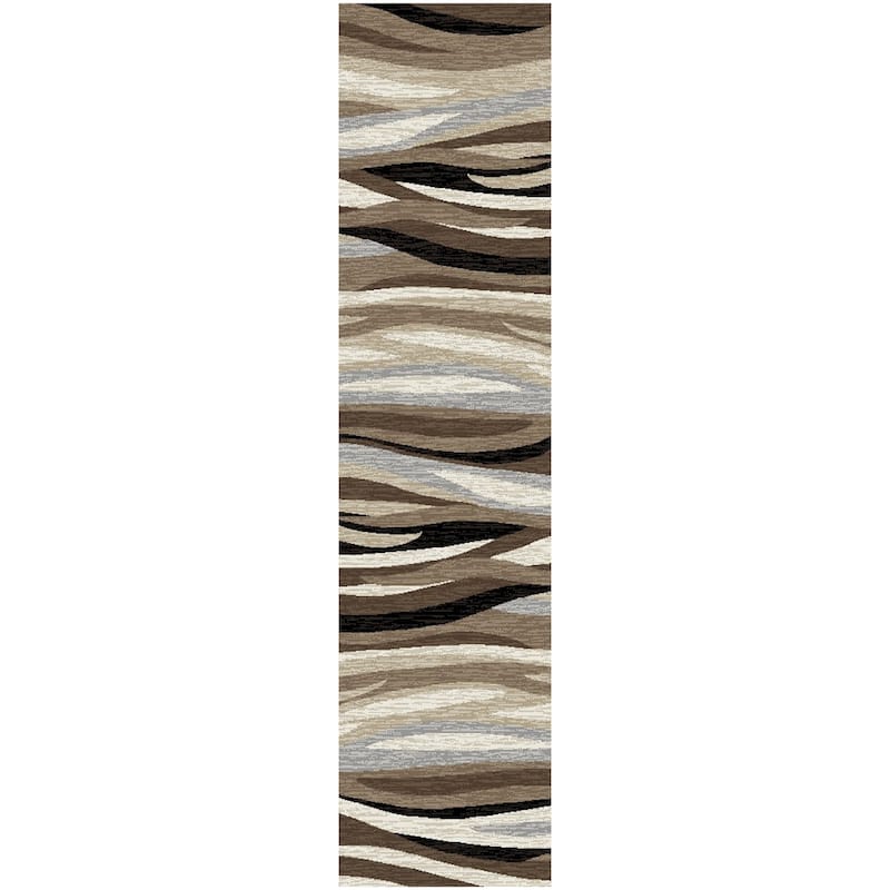 Axel Impulse Waves Striped Area Rug - 2'3"x7'7" - Brown