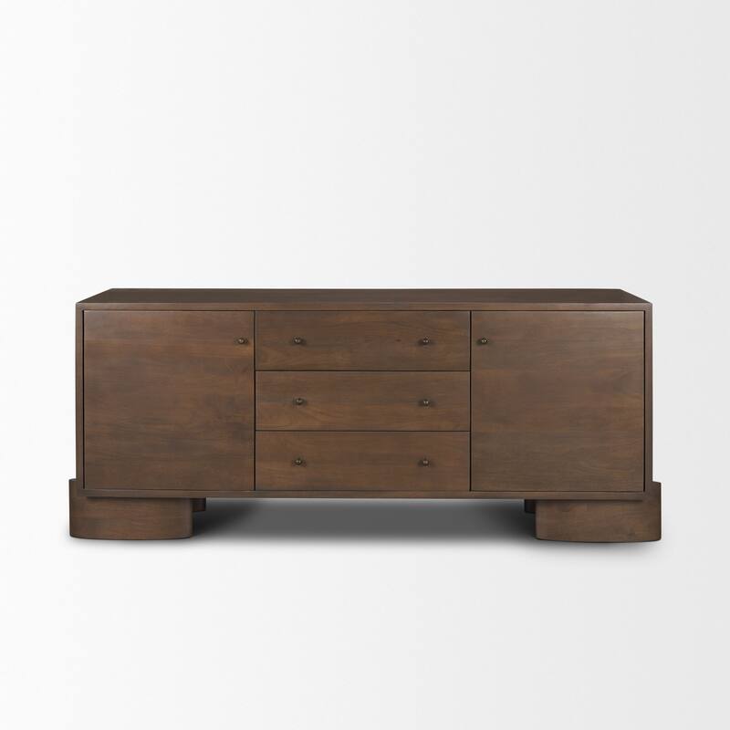 Jonan Brown Wood w/ Dark Aged Brass 2 Door 3 Drawer Sideboard
