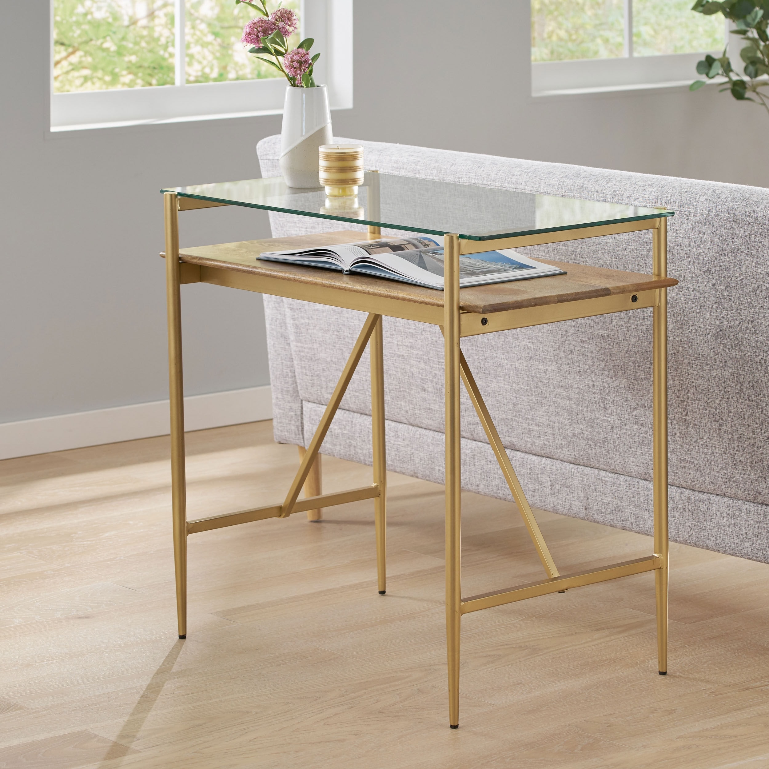 Toland Rustic Glam Handmade Glass Top Console Table by Christopher Knight Home 36.00