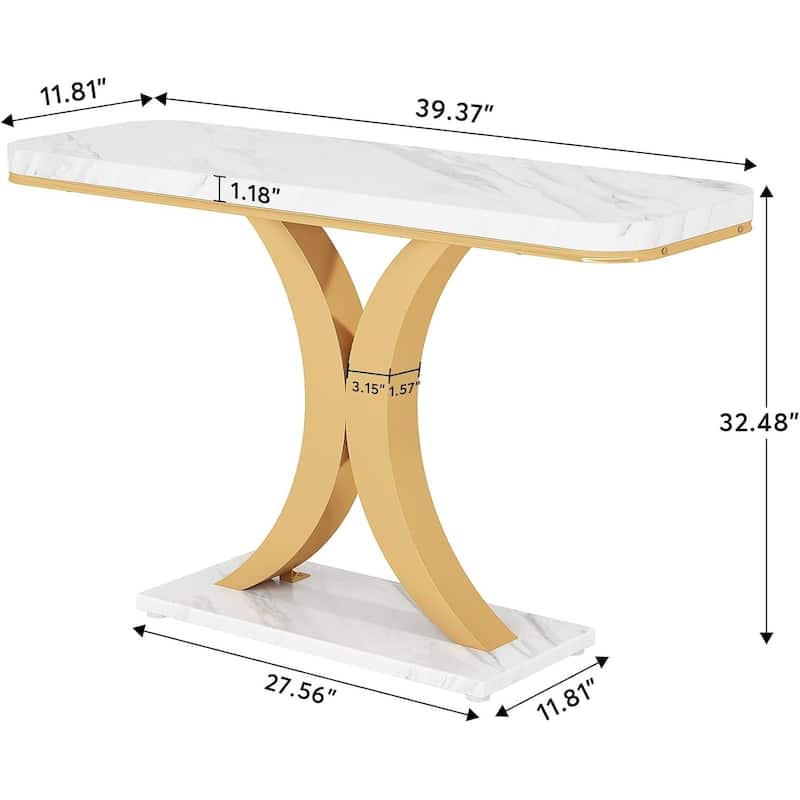39.4" Modern Industrial Console Table Wood Grain - 39.37" x 11.81" x 32.48"