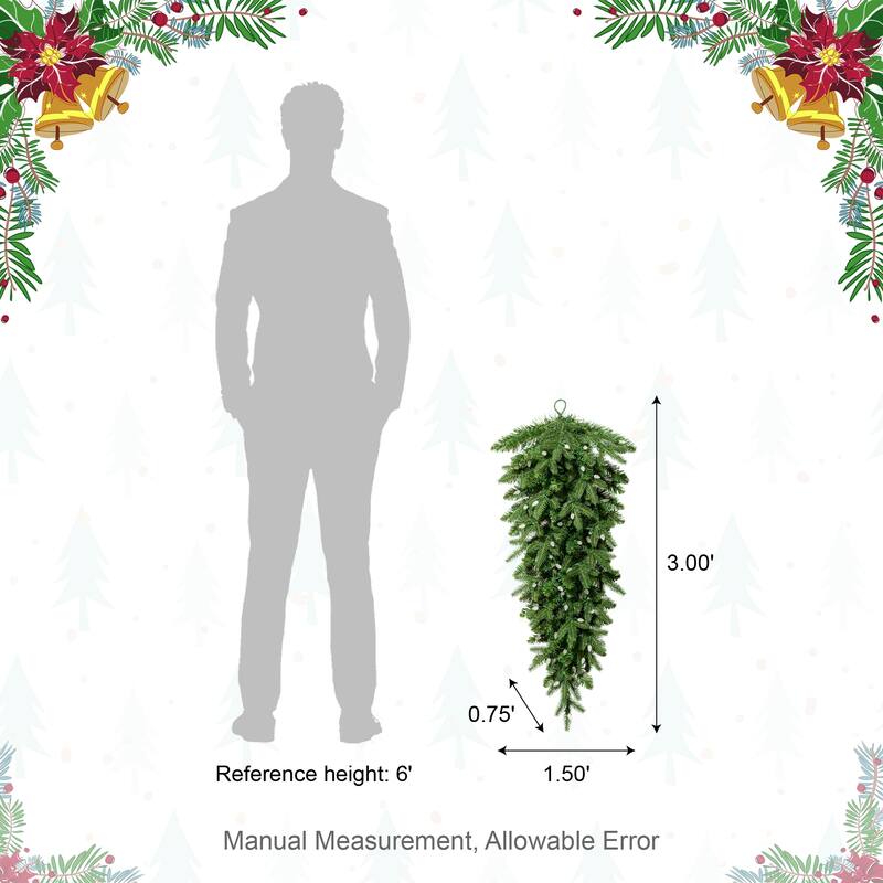 Glitzhome 9ft Christmas Garlands & 3ft Teardrop With Strawberry LED Lights