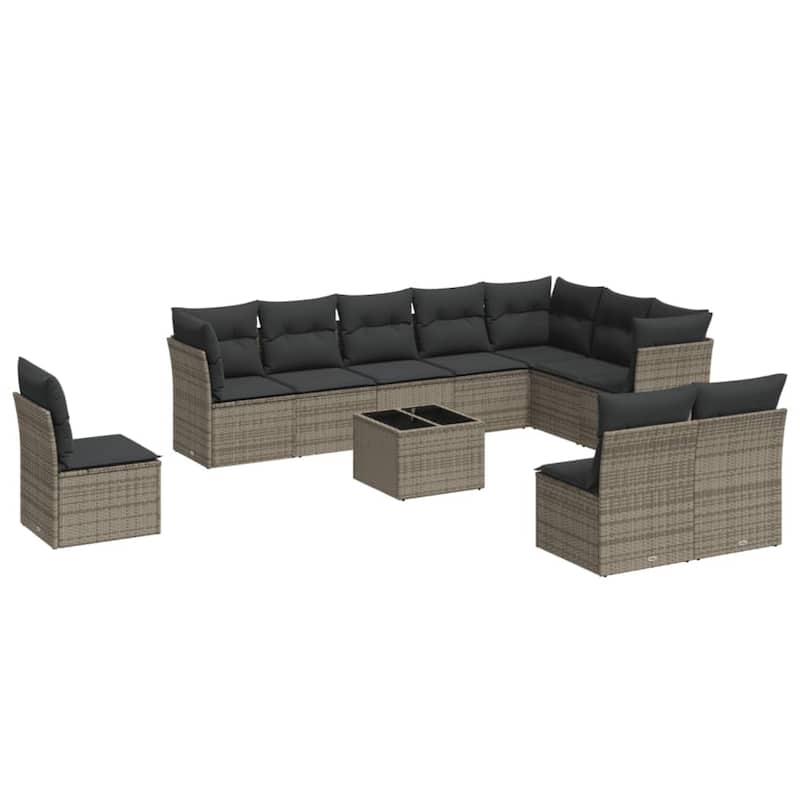 vidaXL Garden Sofa Set Grey PE rattan Large Modular Garden Sofa Set - 24.4 x 24.4 x 27.2