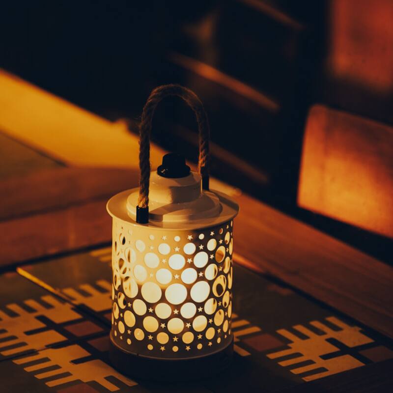 Kibun by Bulbrite Stargaze Cordless LED Outdoor Table Lamp with Dimmer, 3-Level Brightness with Dual Power Source