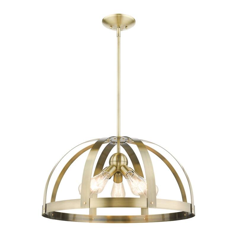 Livex Lighting 5-light Antique Brass Pendant Chandelier, 49645-01 - 24"W x 15.5" - 51.5"H