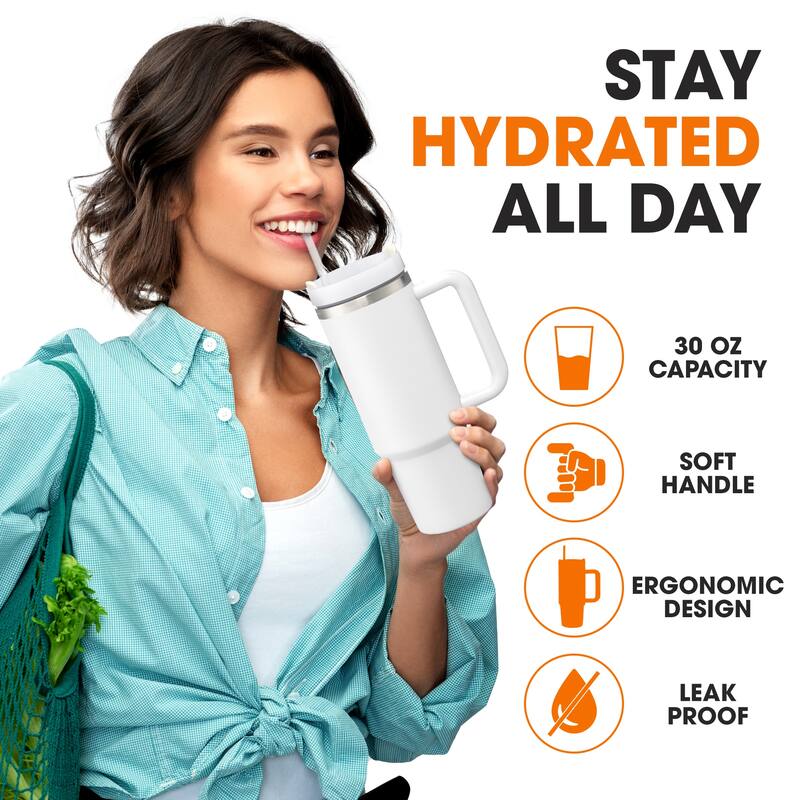 Cheer Collection Insulated Tumbler with Reusable Straw