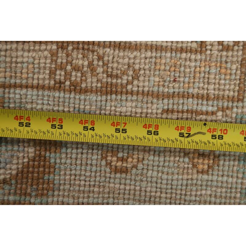 Hand Knotted Oriental 100% Wool Carpet Transitional Geometric Beige & Ivories Oushak Area Rug - 2' 11'' X 2' 0''