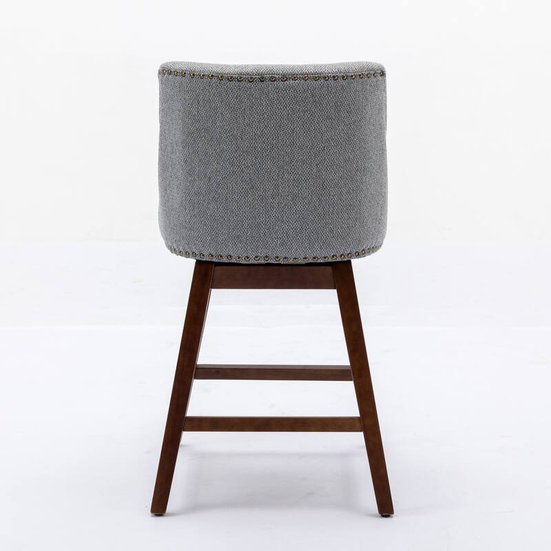Set of 2 Fabric Upholstered Counter Height Swivel Barstools