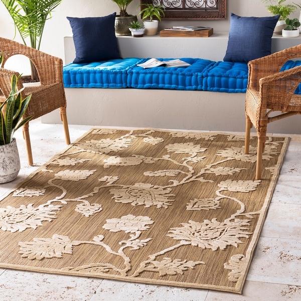 Jesse Transitional Floral Indoor/ Outdoor Area Rug - 3'9" x 5'8"