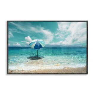 Stupell Beach Umbrella in Shoreline Framed Giclee Art Design By CAD ...