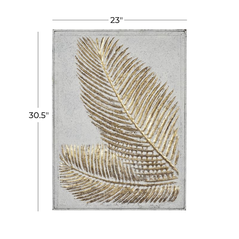 Metal Leaf Relief Palm Home Wall Decor with Gold Detailing - Gold - Roche River Decor