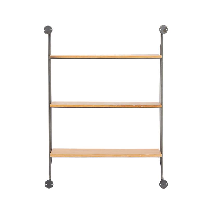 Brown Iron Industrial Wall Shelf - 25 x 7 x 33
