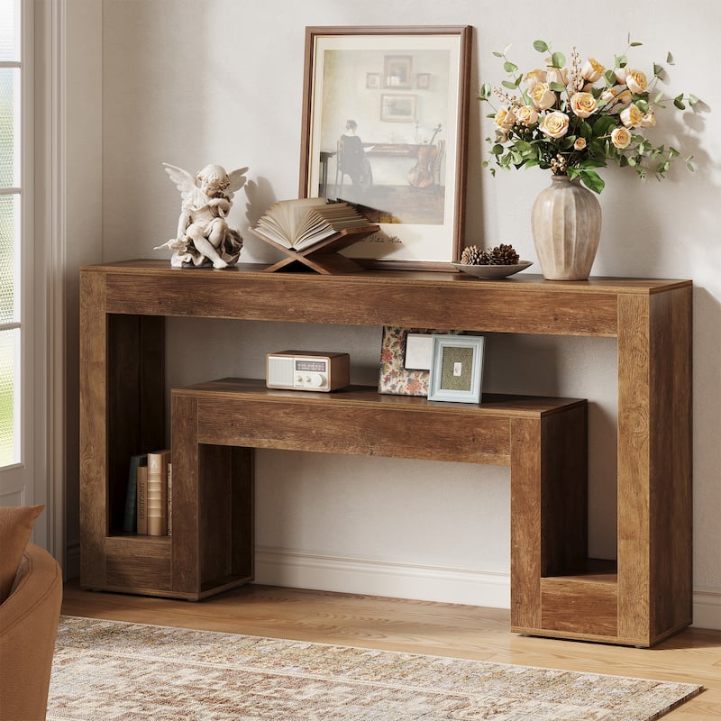 63"Console Table For Entryway，2-Tier Entryway Console Table