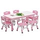 preview thumbnail 5 of 15, Height Adjustable Kids Table and 6 Chairs Set with Storage Box Pink