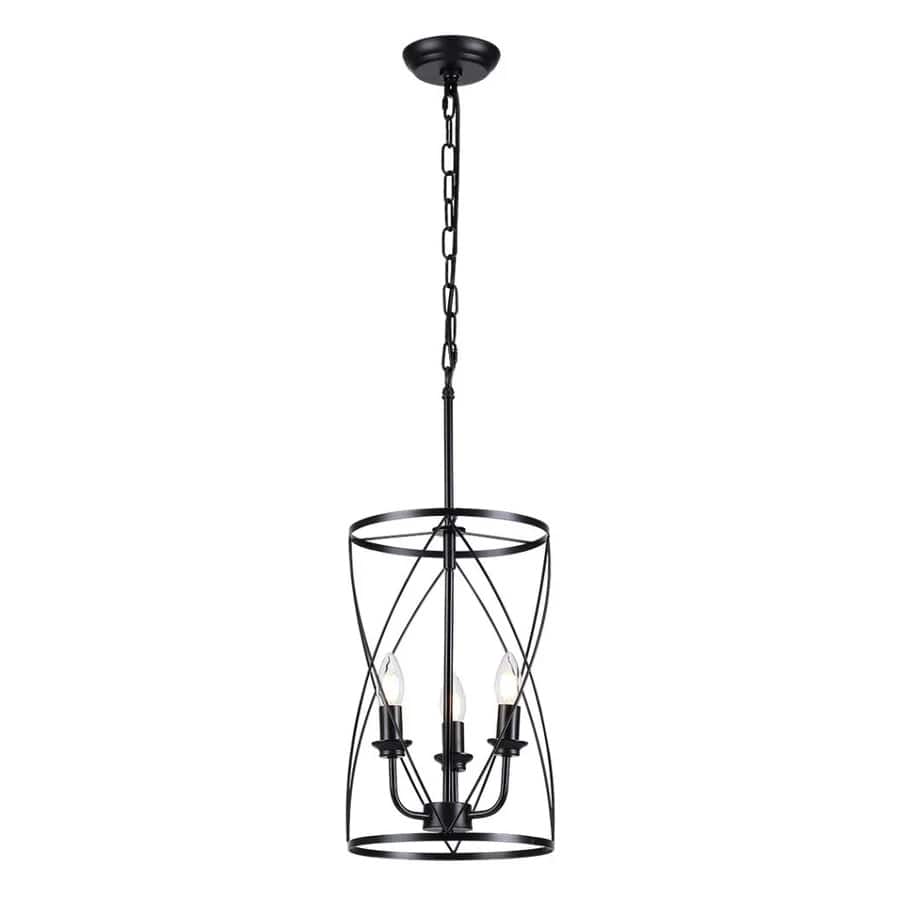 Black Island Pendant Lighting Cylinder Lantern Chandelier 3 Light, Modern LED Hanging Ceiling Light