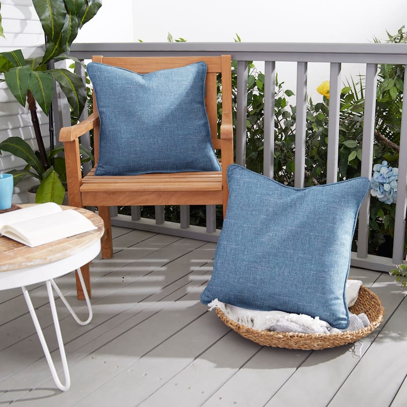 Blue Indoor/ Outdoor Corded Pillow Set (Set of 2) - 20 in x 20 in