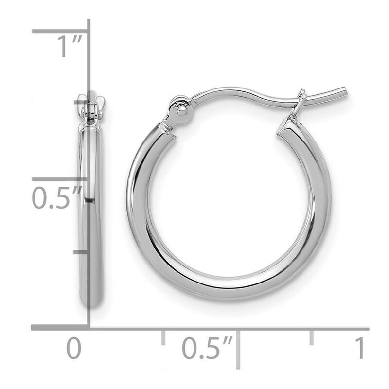 Curata 14k White Gold Polished Hoop Earrings - 17x17mm