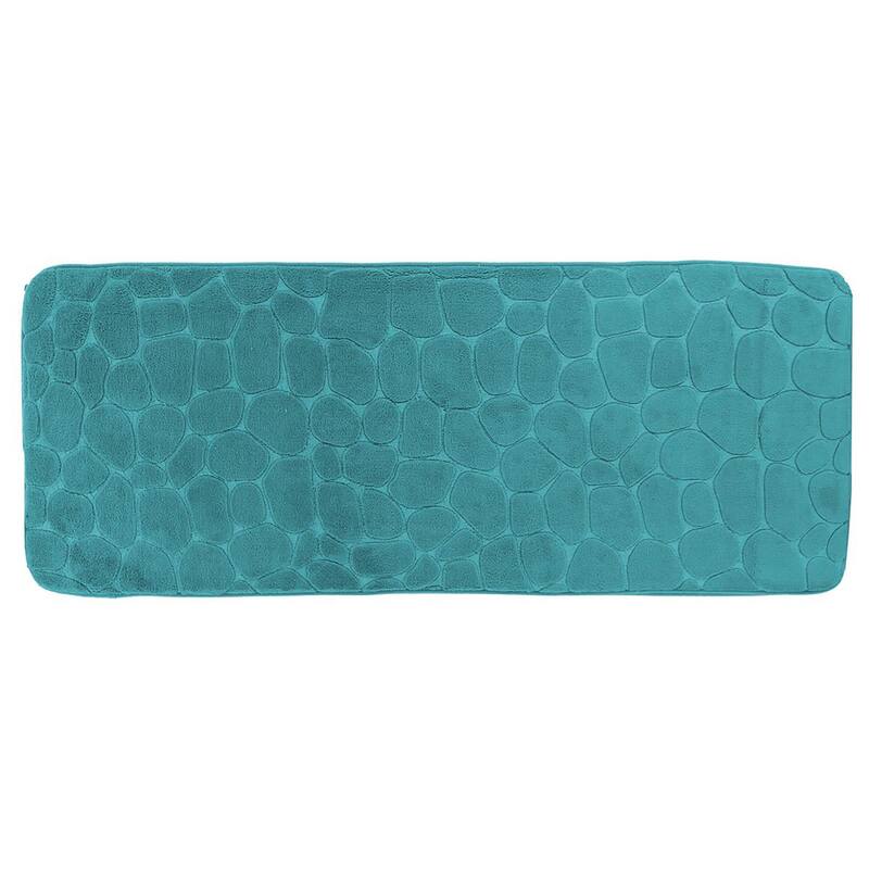 Memory Foam Runner Bath Mat Pebble Design 48x18 - Peacock Blue