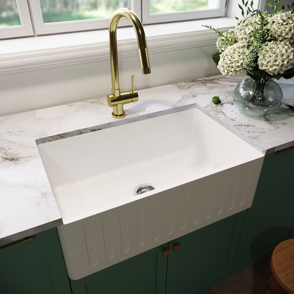 Shop Vigo White 30 Inch Matte Stone Farmhouse Kitchen Sink