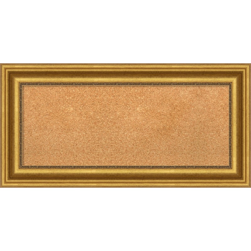 Parlor Framed Cork Bulletin Memo Board - 36-Inch x 18-Inch - Parlor Gold