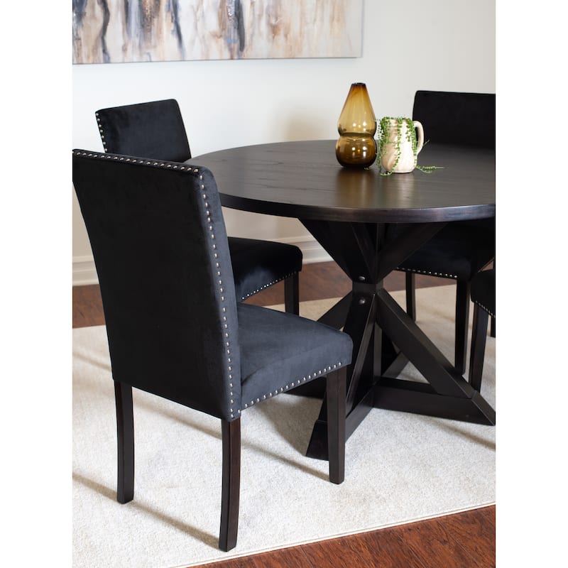 Roundhill Furniture Enbridge 5-piece Dining Set, Cross-Buck Dining Table with 4 Stylish Chairs