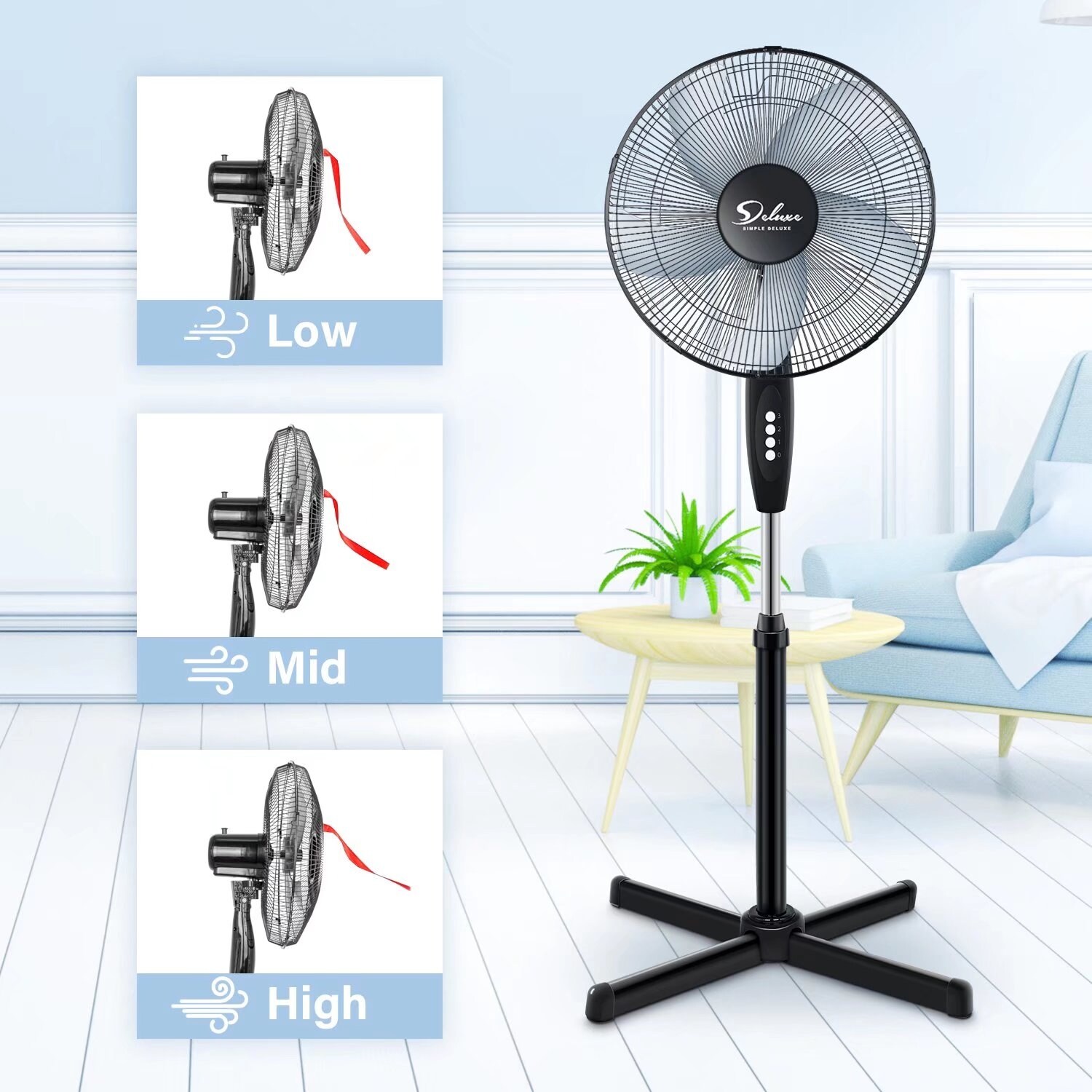 Oscillating Stand Up Fan, Quiet Oscillating Dual Blade Pedestal Fan with 3  Speed and Adjustable Height for Bedroom, Office - On Sale - Bed Bath u0026  Beyond - 35906501