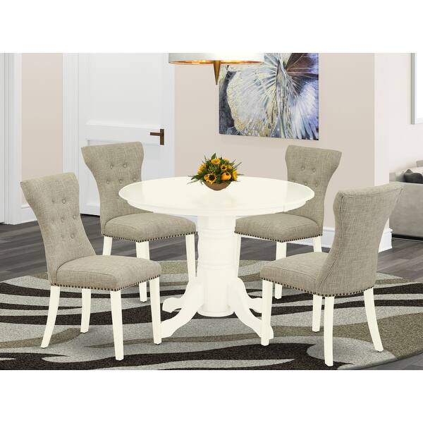 Shop Shga5 Blk 24 5 Pc Small Dining Table Set 4 Upholstered Dining Chairs And Dining Table Solid Wood High Back Black Finish Overstock 32085522 Grey