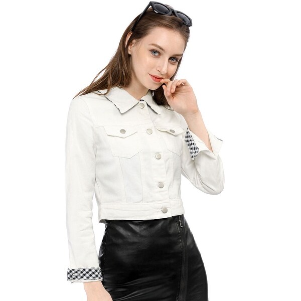 white cropped denim jacket womens