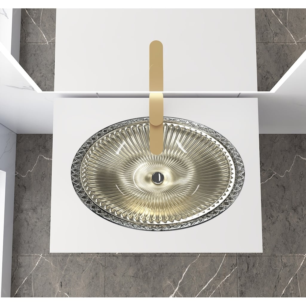 Olive Tempered Glass Oval Vessel Bathroom Sink - 22"