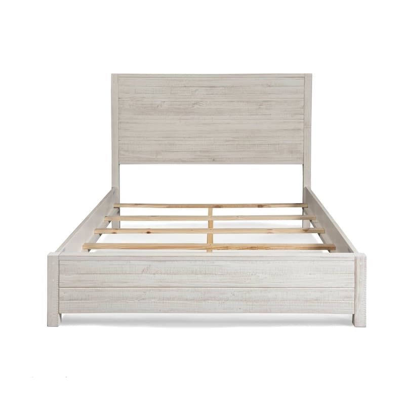 FarmHome Solid Pine Platform Bed in King Size - Off White