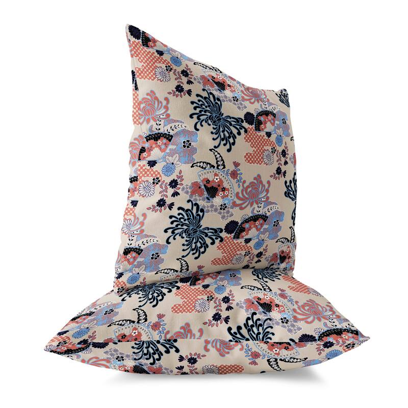 Checkered Waves Faux Suede Pillow With Removable Cover in Orange Blue Black