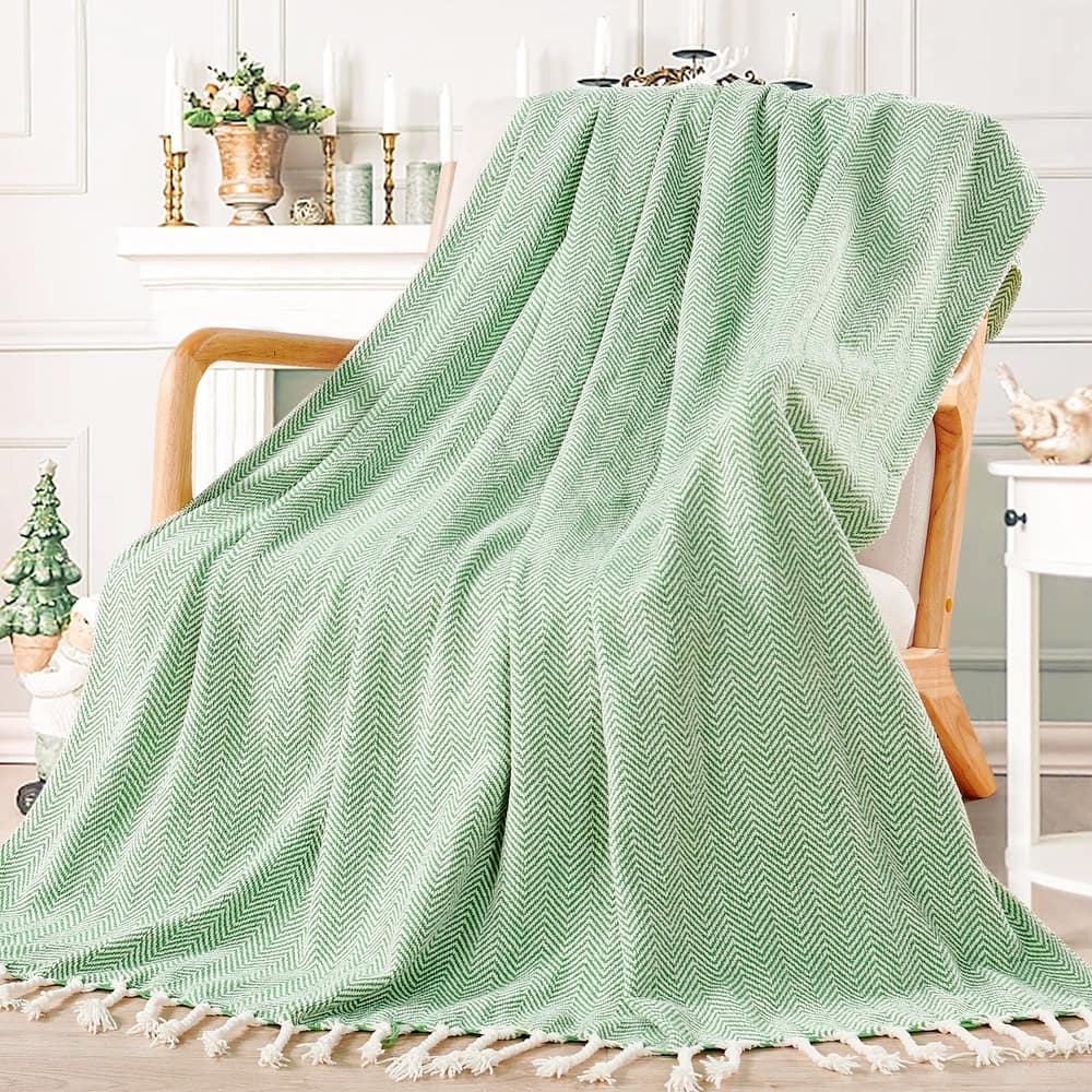 Extra Cozy Chevron Knit Throw Super Soft Knitted Blanket for Couch