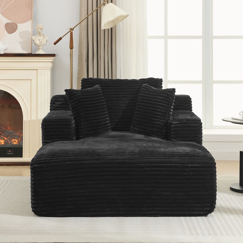 Roomfitters Full-Compressed Chaise Lounge Sleeper Sofa with Removable Pillows Modern Upholstered Couch