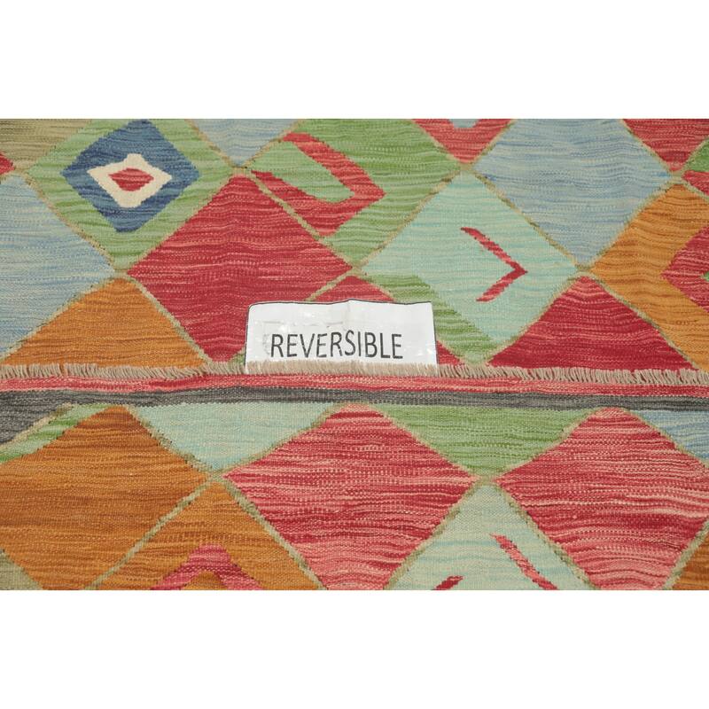 Hand Woven Oriental 100% Wool Carpet Southwestern Tribal Multi-Colored Kilim Area Rug - 6' 11'' X 4' 9''