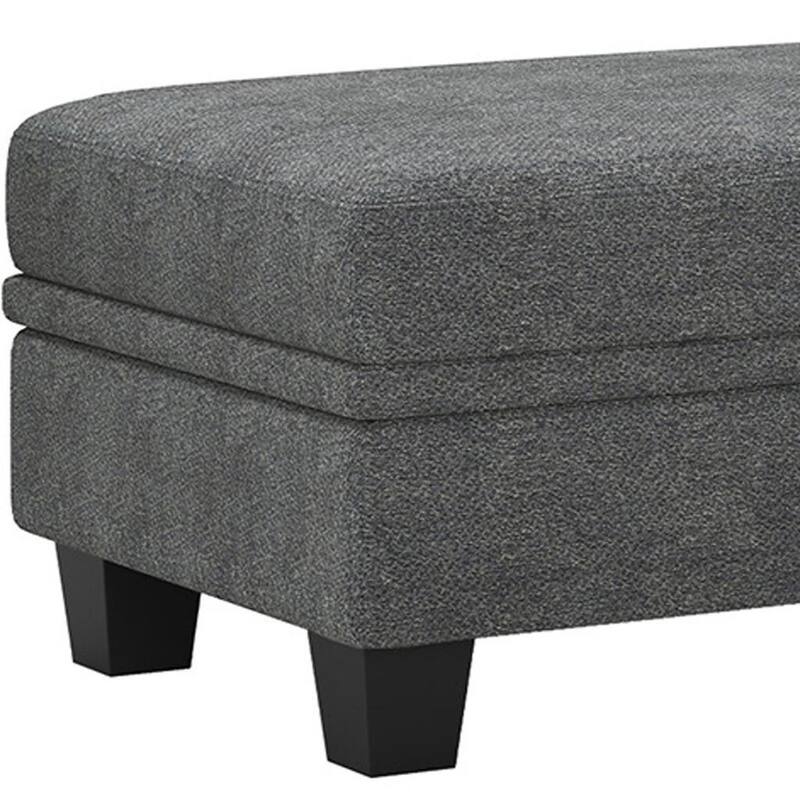 HomeRoots 46" Gray and Black Chenille Storage Ottoman