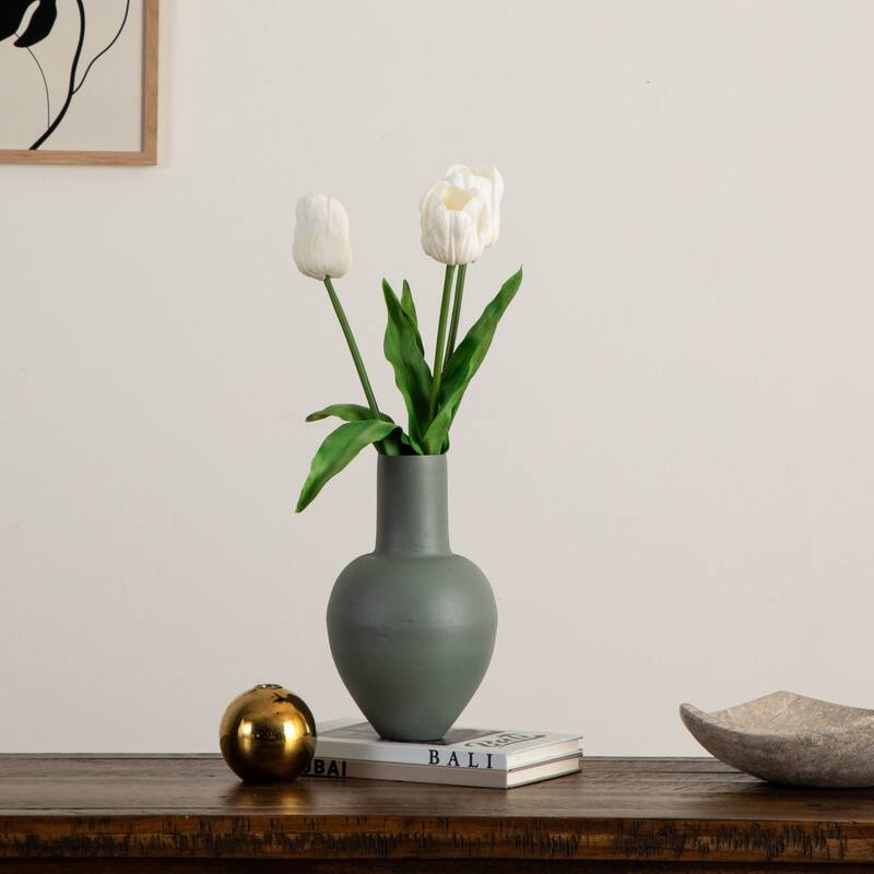 Artificial Tulip Floral Stem Sprays - 25" - Set of 3 - White