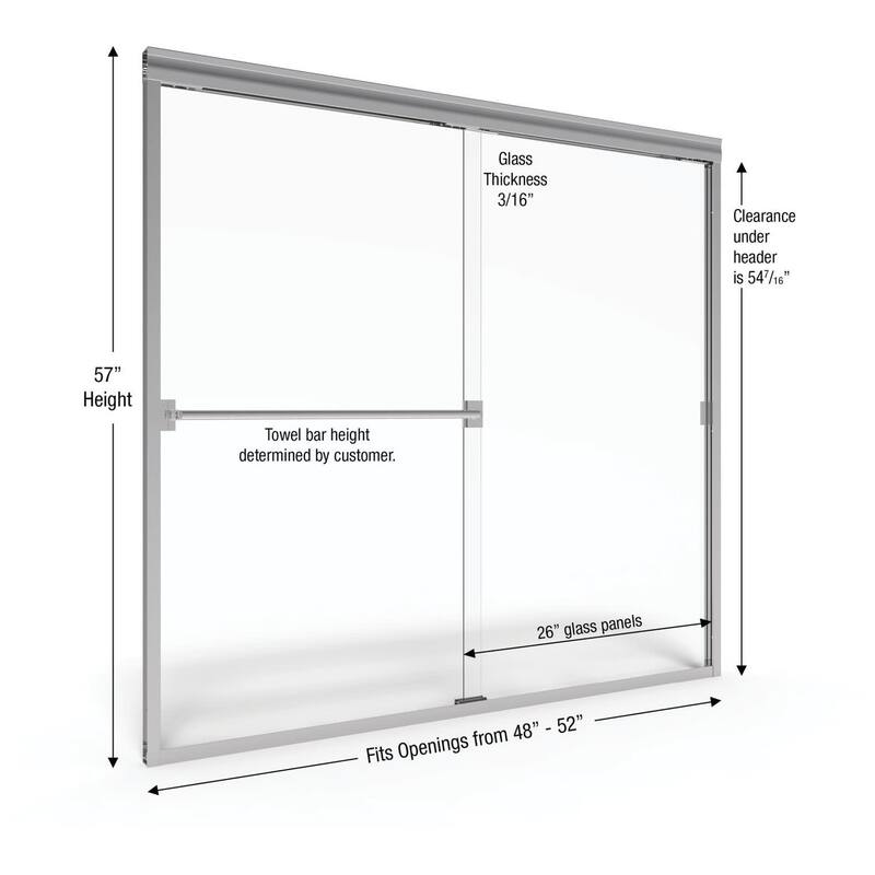 Basco Classic 57" High x 52" Wide Bypass Framed Tub Door with Clear