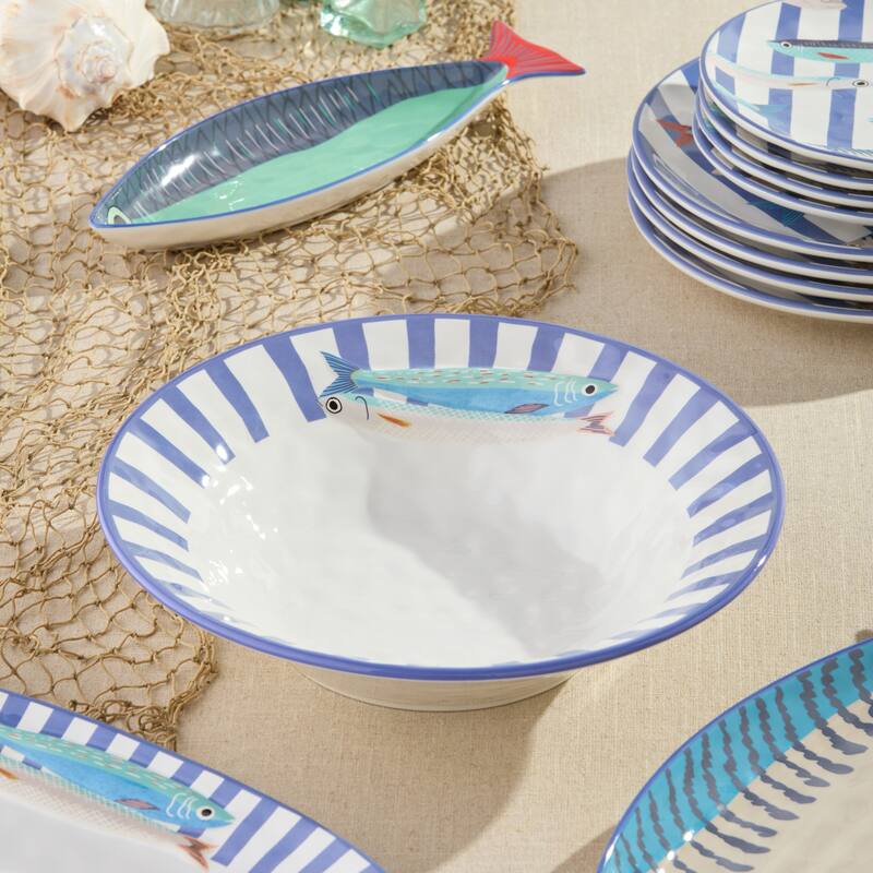 Certified International Something Fishy 90 oz. Serving Bowl 13" x 3" - 13.00"L x 13.00"W x 3.00"H