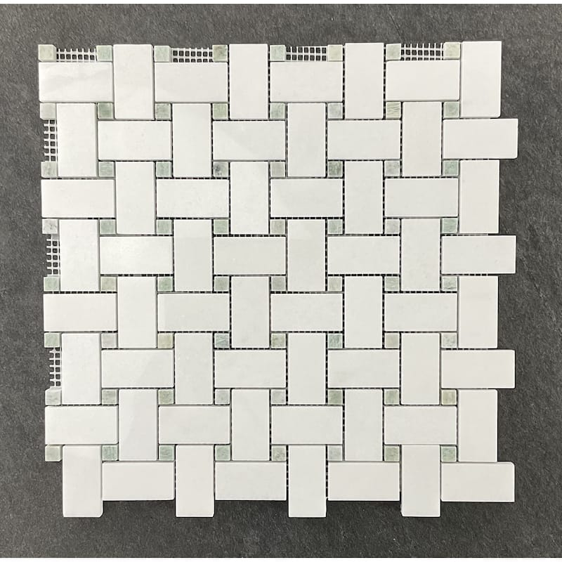 1 x 2 Basketweave Marble Mosaic Tiles - Case (10 Sheets)
