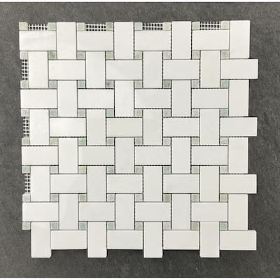 1 x 2 Basketweave Marble Mosaic Tiles - Case (10 Sheets)