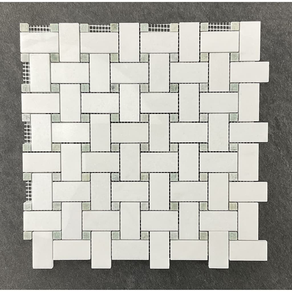 1 x 2 Basketweave Marble Mosaic Tiles - Case (10 Sheets)