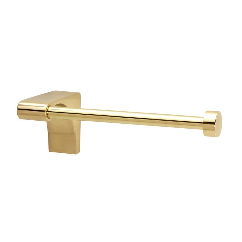 Alno Luna 4-7/8 Inch Wide Left Mount Single Post Slide On Toilet Paper - Unlacquered Brass