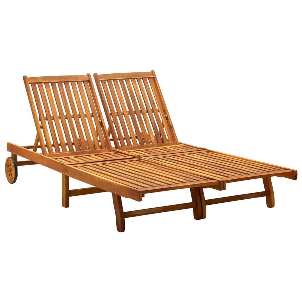 vidaXL Patio Lounge Chair Outdoor Sunbed Poolside Sunlounger Solid Wood Acacia - 78.3" x 23.2"/24.8" x 11.8"/24.4"/29.9"/33.5"
