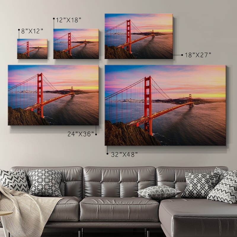 The Golden Gate Bridge at Sunset Premium Gallery Wrapped Canvas - Ready to Hang