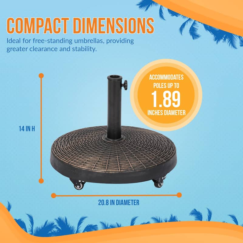 Island Umbrella 50-lb All-Weather Outdoor Round Resin Umbrella Base with Wheels