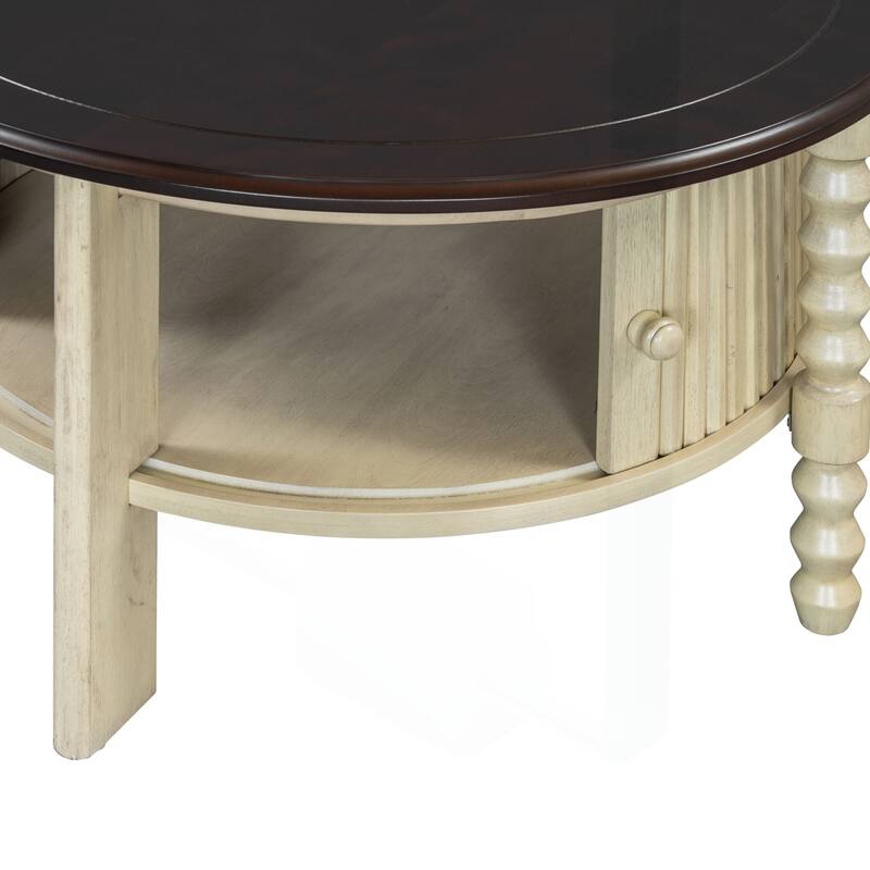 Vintage Round Coffee Table with Practical Storage for Various Rooms