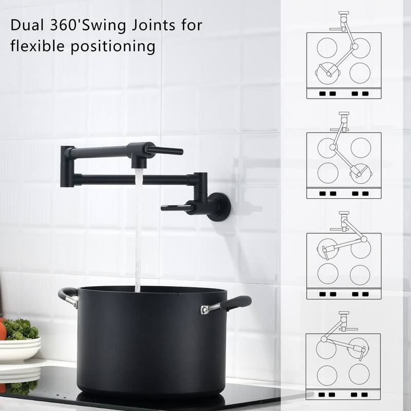 Wall-Mount Commercial Kitchen Folding Faucet Pot Filler Faucet