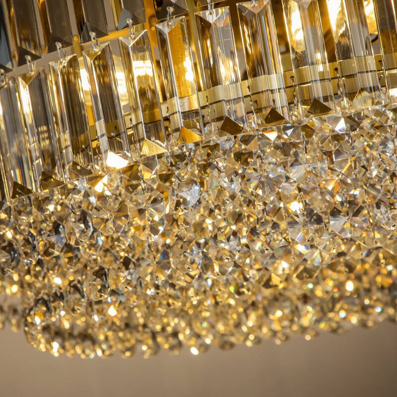 Modern Glam Gold Round Crystal Chandelier