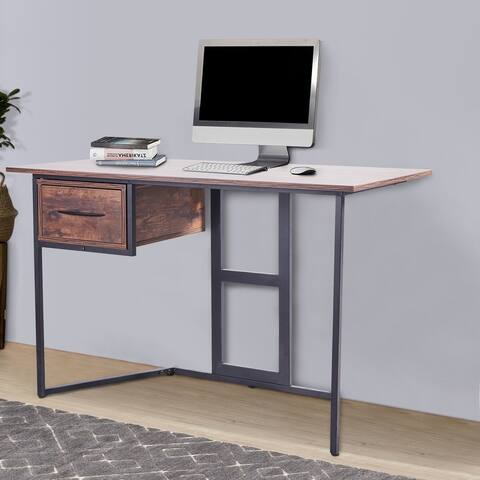Clihome 47 in. W Designed Rectangle Brown Wood 1-Drawer Executive Desk