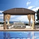 preview thumbnail 38 of 142, Outdoor Hardtop Gazebo Pergola w Galvanized Steel Roof and Aluminum Frame, Prime Curtains and nettings include 10*13 Single Arc R