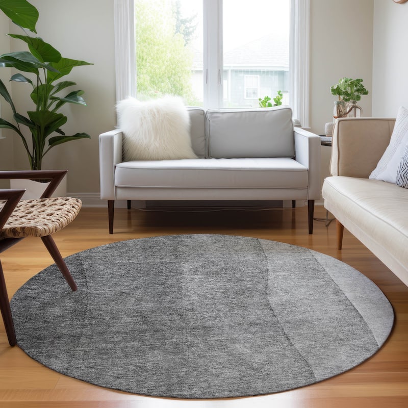 Machine Washable Indoor/ Outdoor Chantille Contemporary Ombre Rug - Gray - 8' x 8'